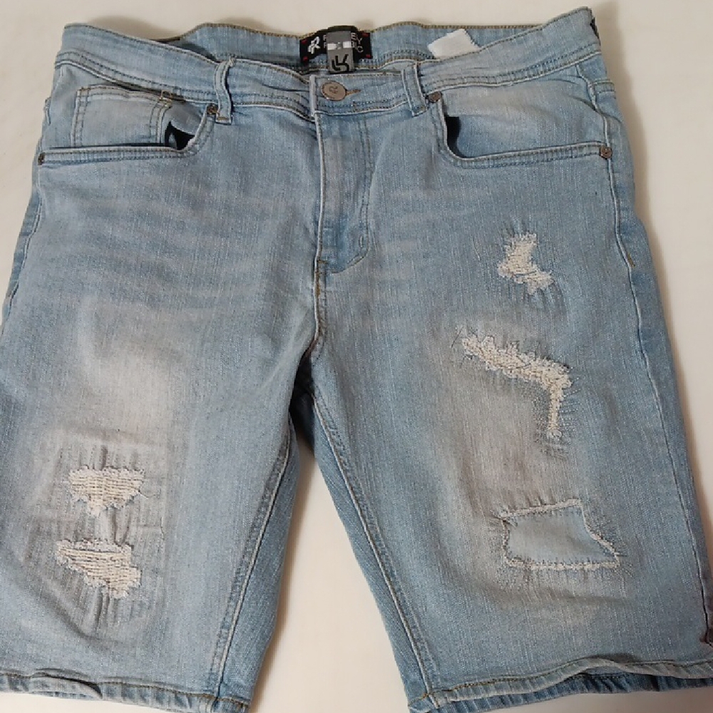 Light Blue Distressed Jean Shorts Bermuda Style